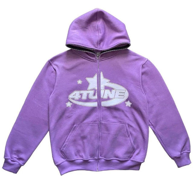 4TUNE [ Printed Zip Up Hoodies ]