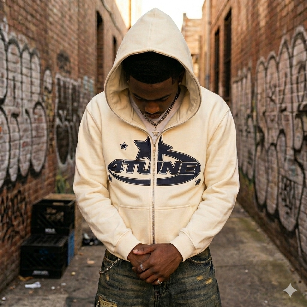 4TUNE [ Printed Zip Up Hoodies ]