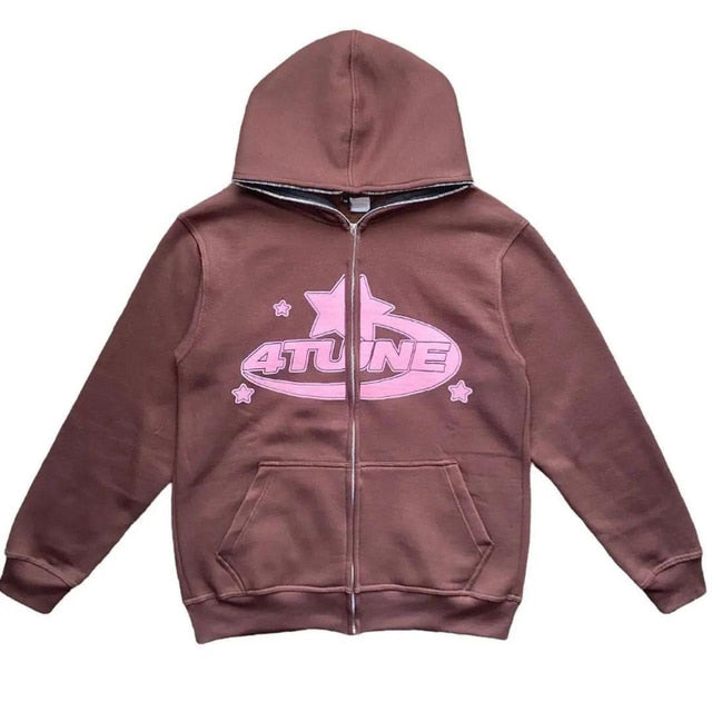 4TUNE [ Printed Zip Up Hoodies ]