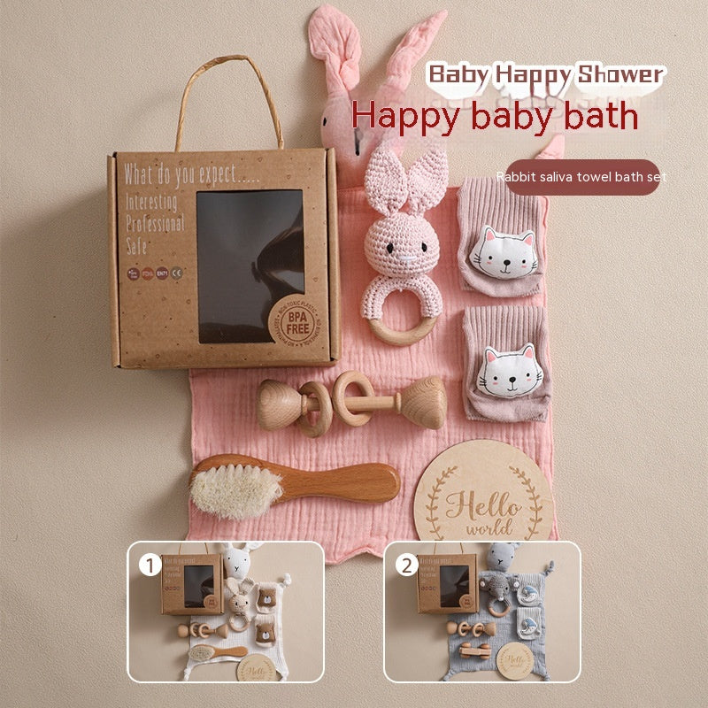 Rattle Rabbit Bath Towel Gift Set