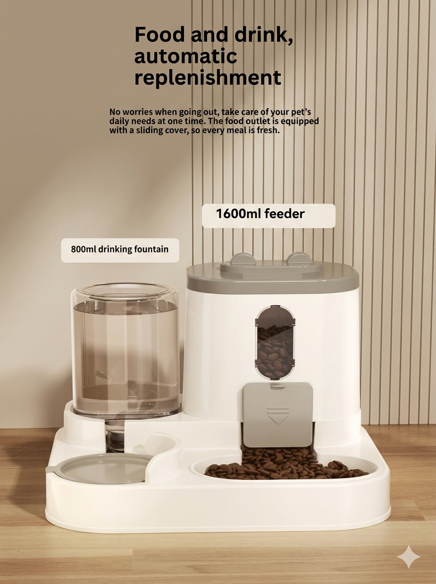 Flow-Fill Station: The Automatic Pet Food & Water Dispenser